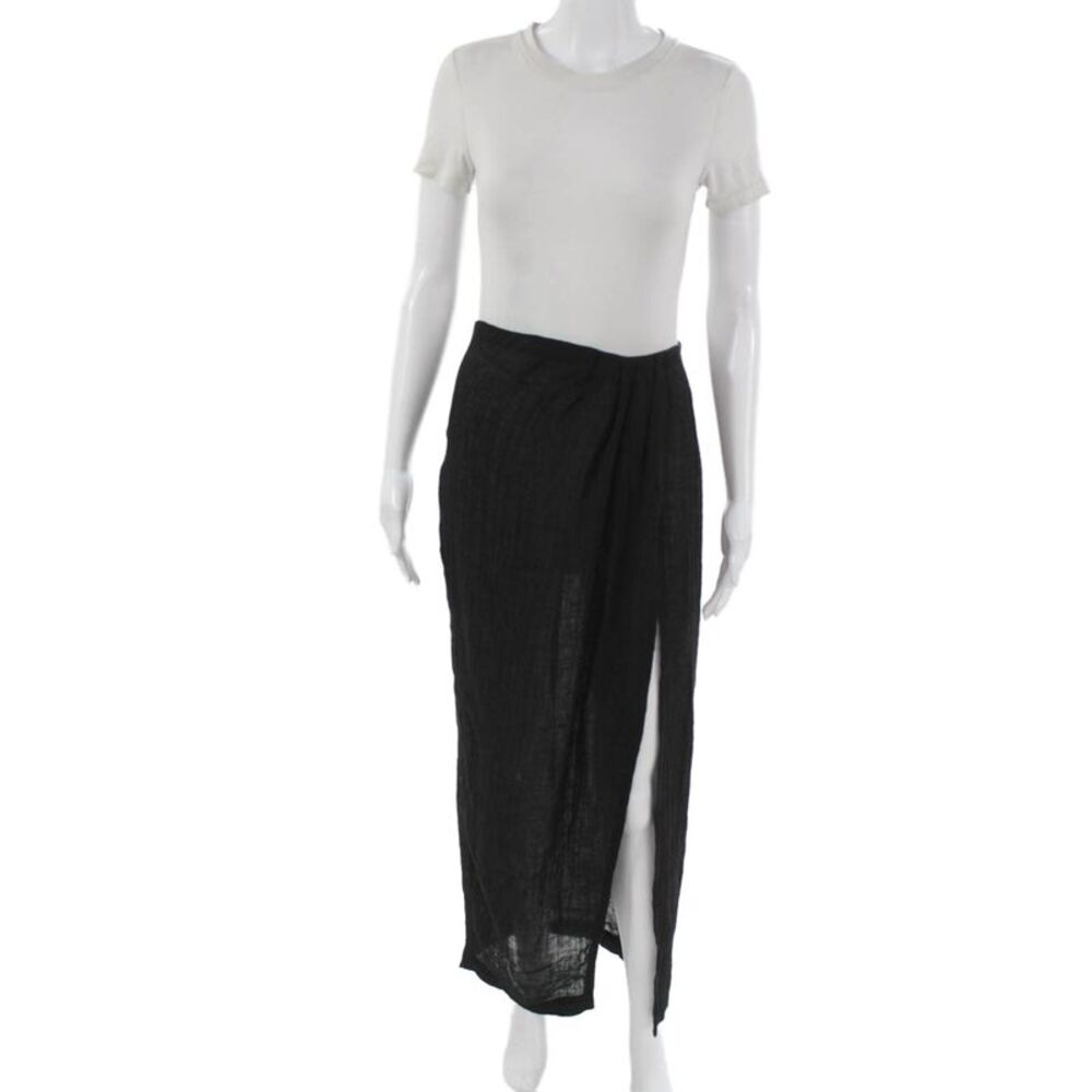 Lisa Marie Fernandez Women Maxi Skirt Black Linen Blend Zip Size 1